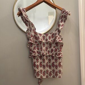 Floral Ruffle Sleeveless Top by Club Monaco